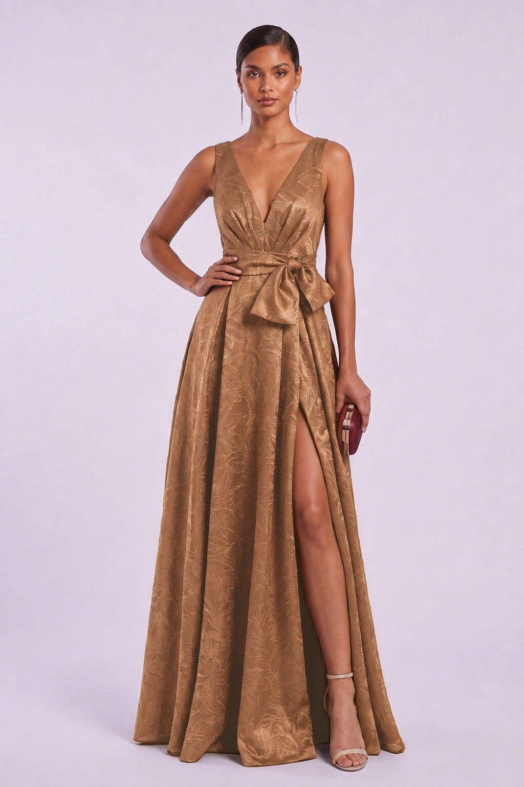 A-Line Floor Length Jacquard Mother of the Bride Dress CM0488