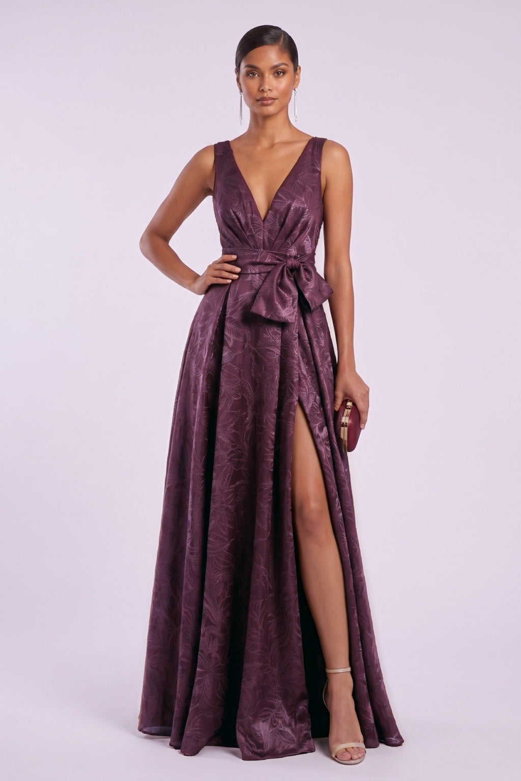 A-Line Floor Length Jacquard Mother of the Bride Dress CM0488