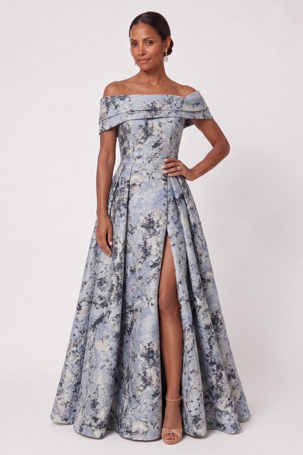 A-Line Floor Length Jacquard Mother of the Bride Dress CM0491