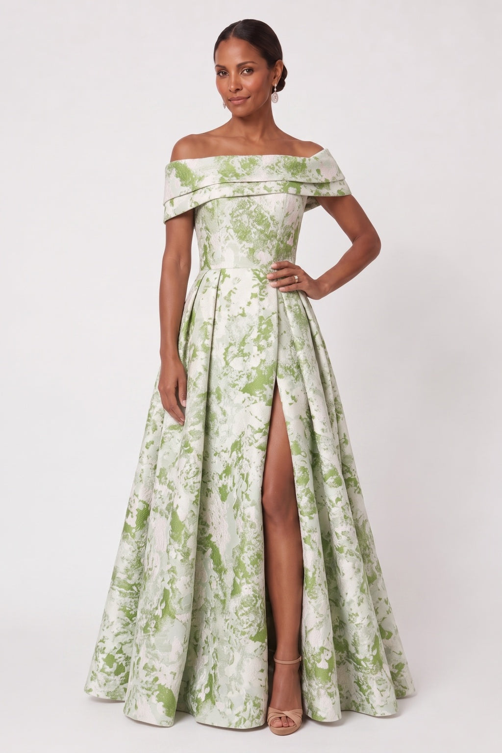 A-Line Floor Length Jacquard Mother of the Bride Dress CM0491