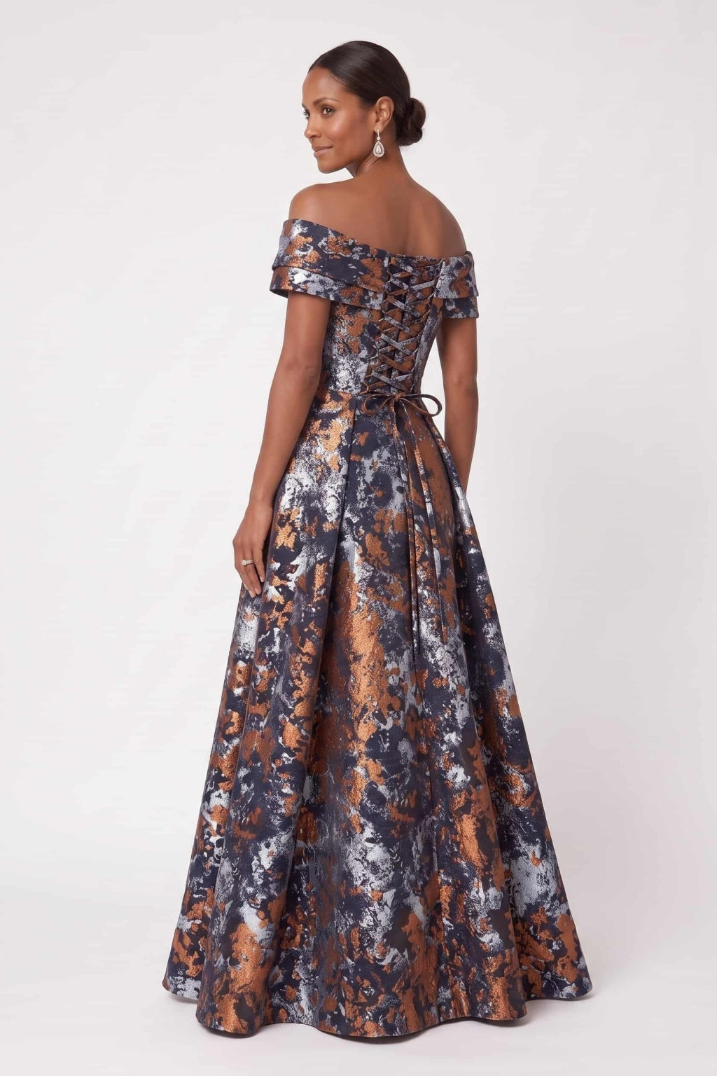 A-Line Floor Length Jacquard Mother of the Bride Dress CM0491