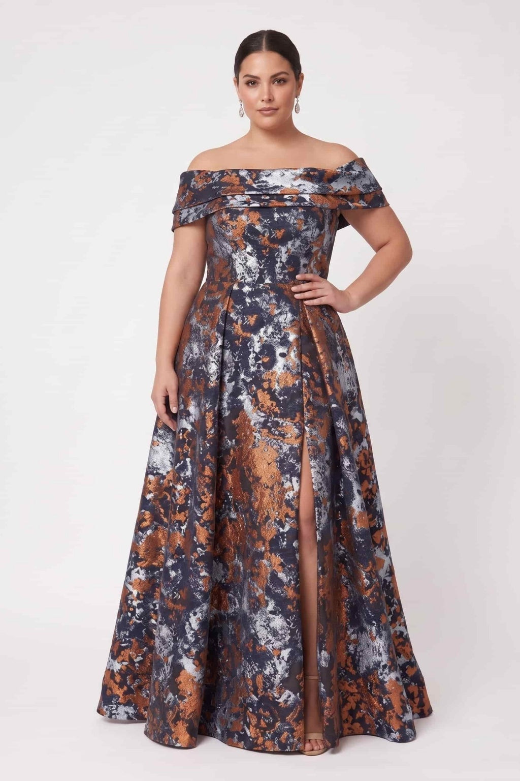A-Line Floor Length Jacquard Mother of the Bride Dress CM0491