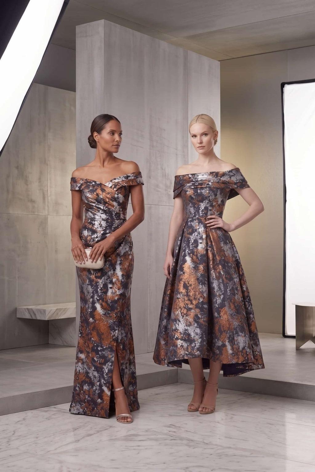 新品タグ付き　THE TOE Calia Dress グレー Tea-Length Jacquard Mother of the Bride Dress for Garden Wedding