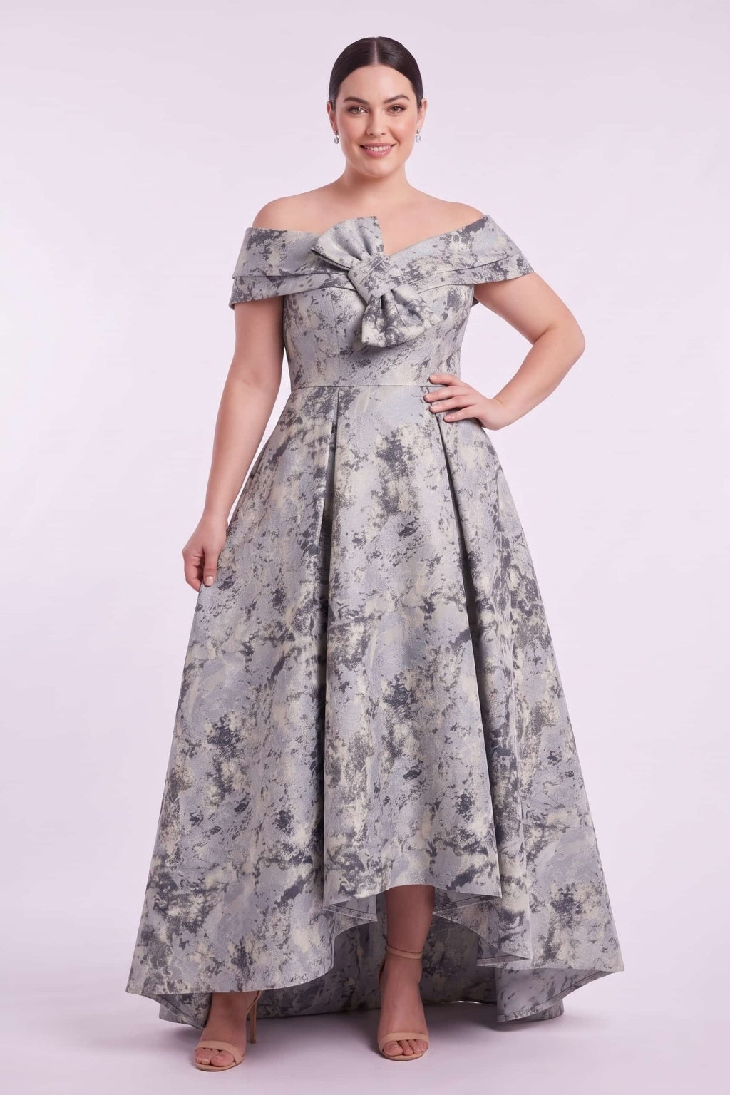 A-Line High-Low Jacquard Mother of the Bride Dress CM0493