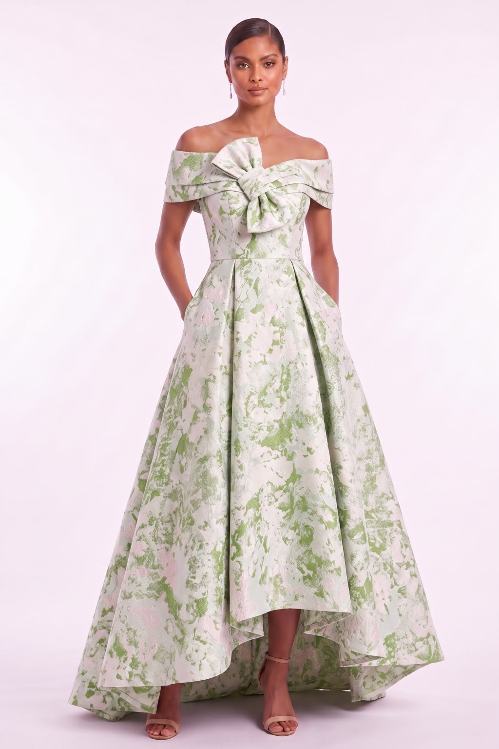 A-Line High-Low Jacquard Mother of the Bride Dress CM0493