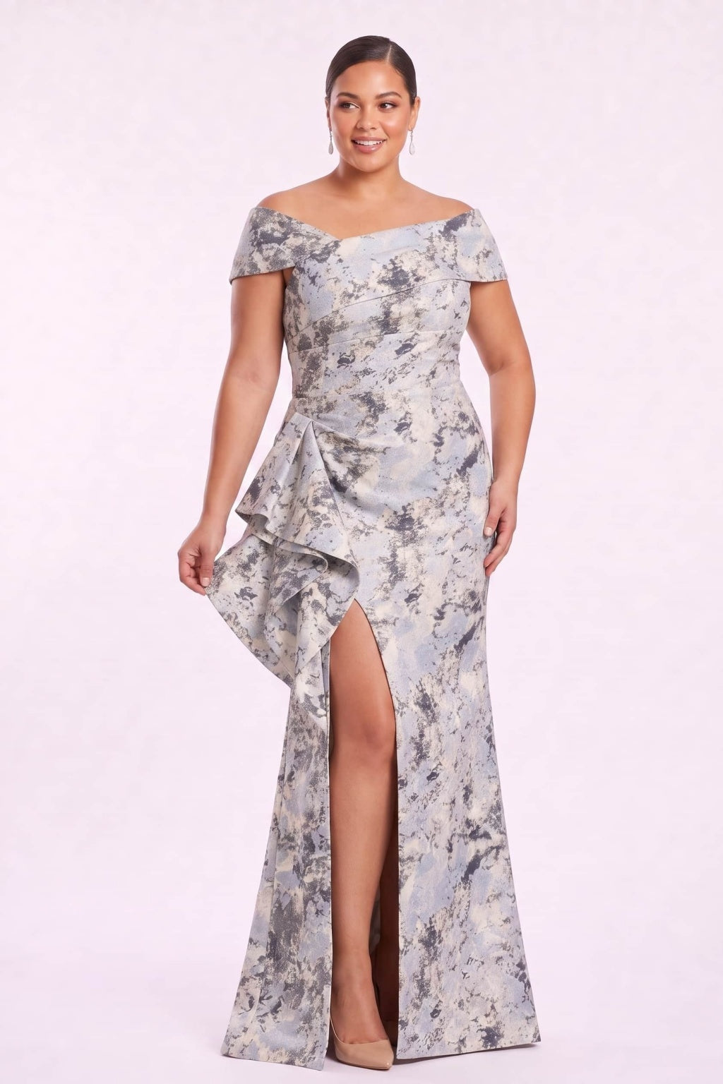 Sheath-Column Floor Length Jacquard Mother of the Bride Dress CM0494