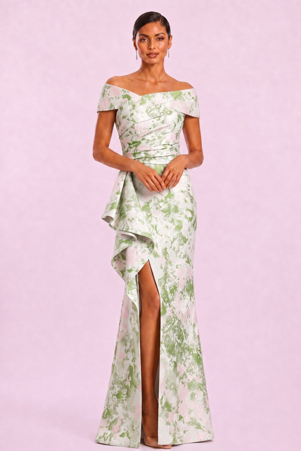 Sheath-Column Floor Length Jacquard Mother of the Bride Dress CM0494