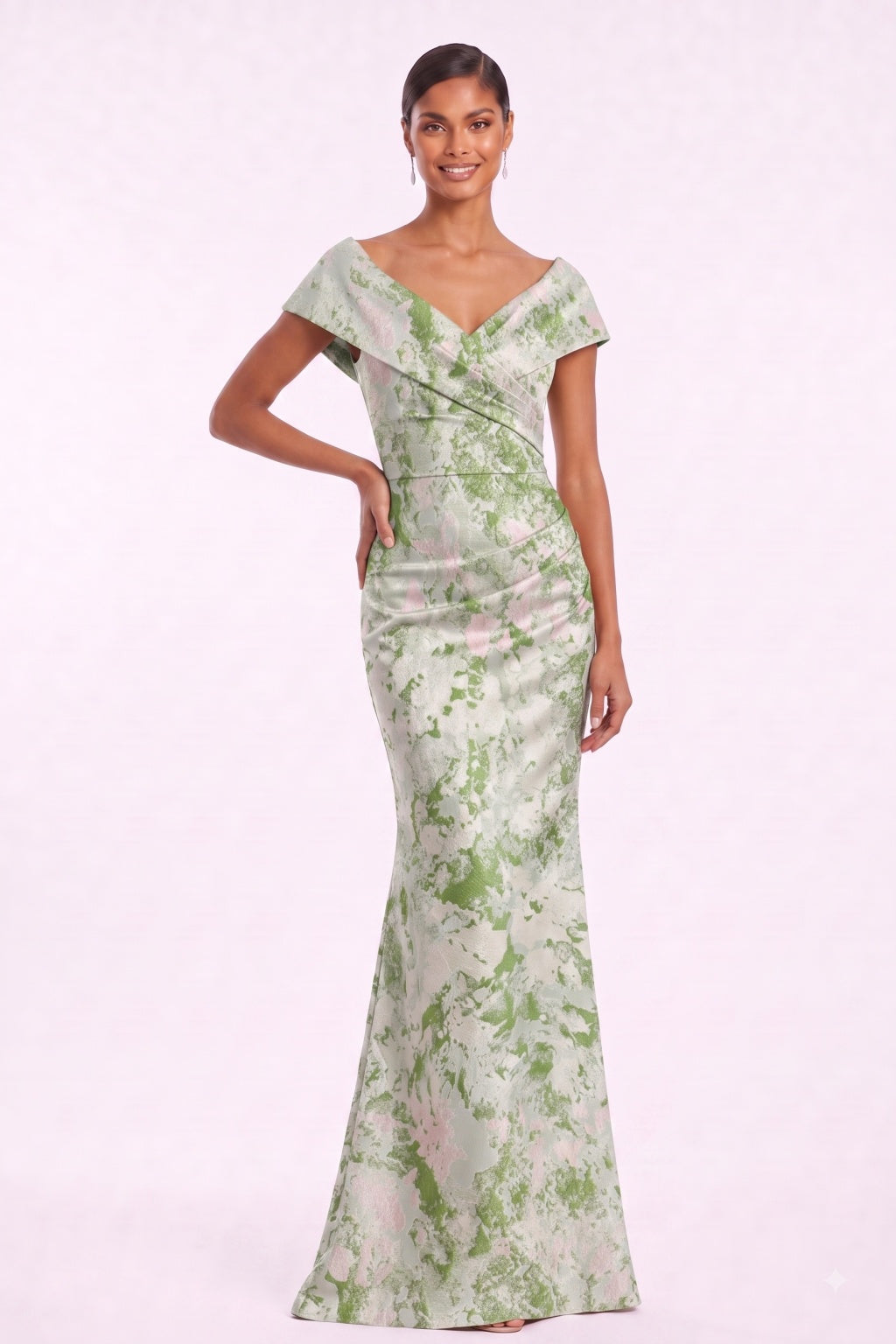Sheath-Column Floor Length Jacquard Mother of the Bride Dress CM0495