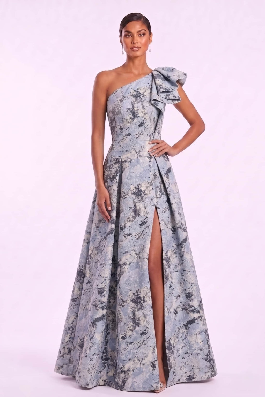 A-Line Floor Length Jacquard Mother of the Bride Dress CM0496