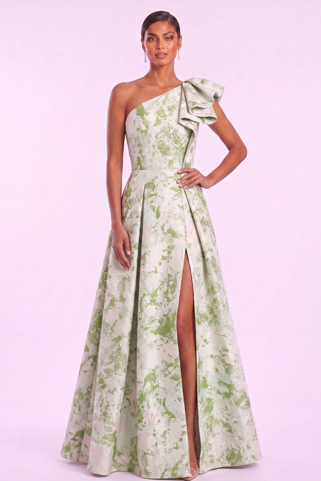 A-Line Floor Length Jacquard Mother of the Bride Dress CM0496