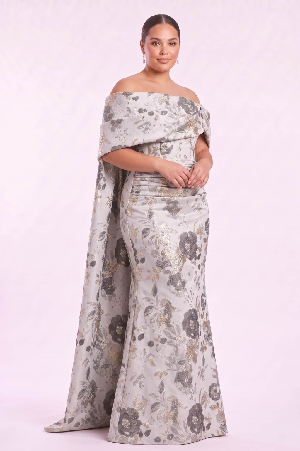 Trumpet-Mermaid Floor Length Jacquard Mother of the Bride Dress CM0497