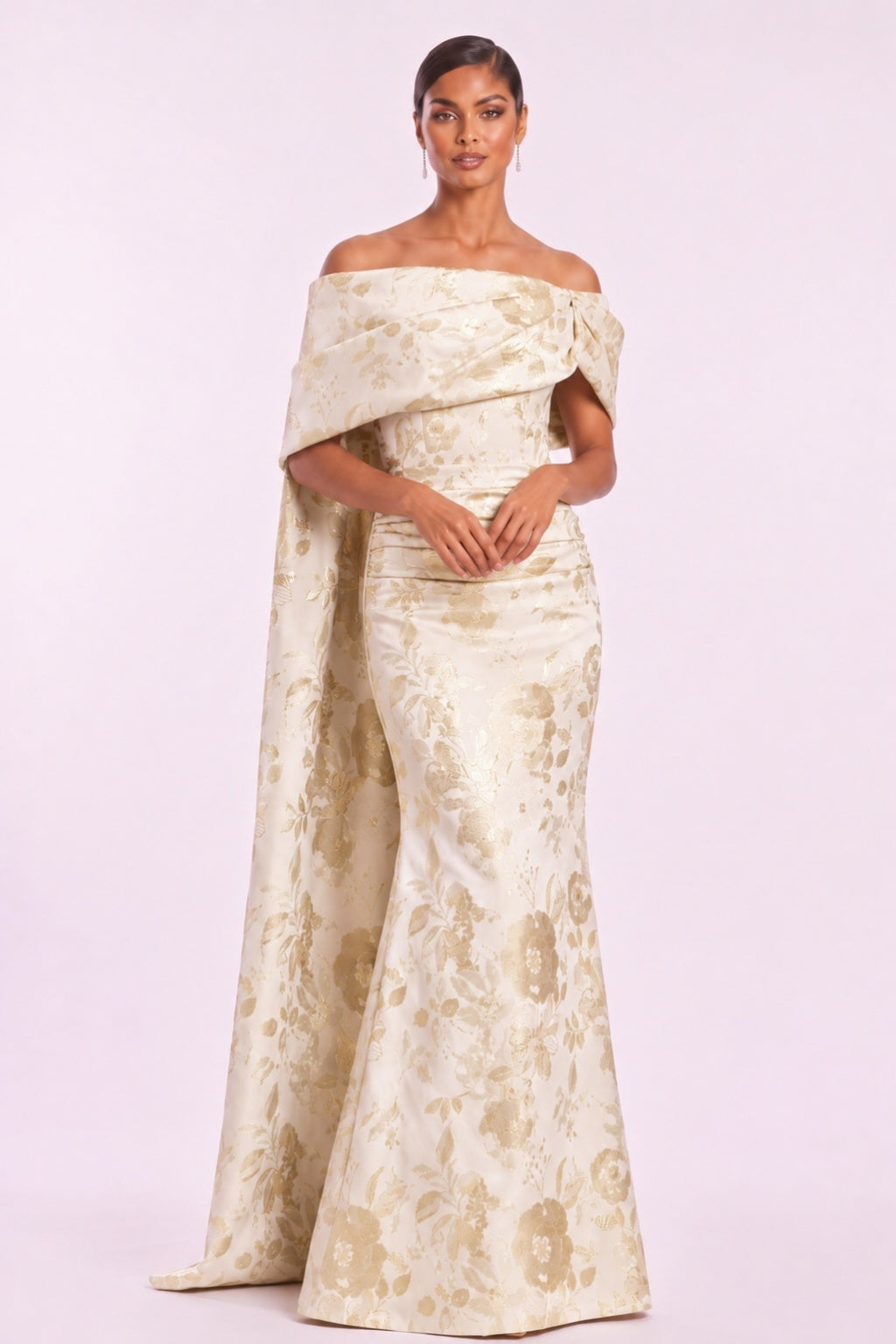 Trumpet-Mermaid Floor Length Jacquard Mother of the Bride Dress CM0497