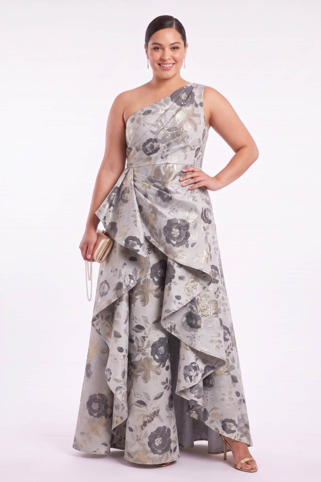 A-Line Floor Length Jacquard Mother of the Bride Dress CM0498