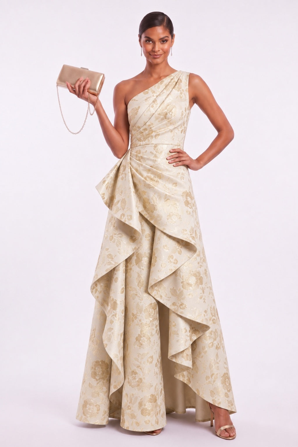 A-Line Floor Length Jacquard Mother of the Bride Dress CM0498