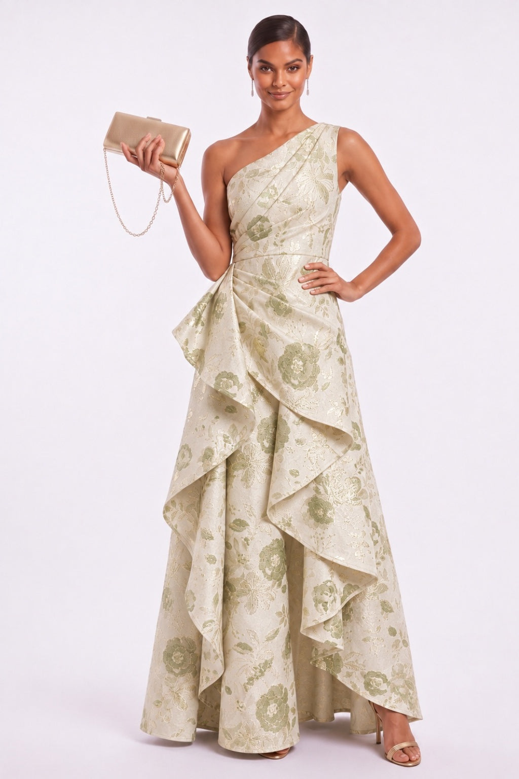A-Line Floor Length Jacquard Mother of the Bride Dress CM0498