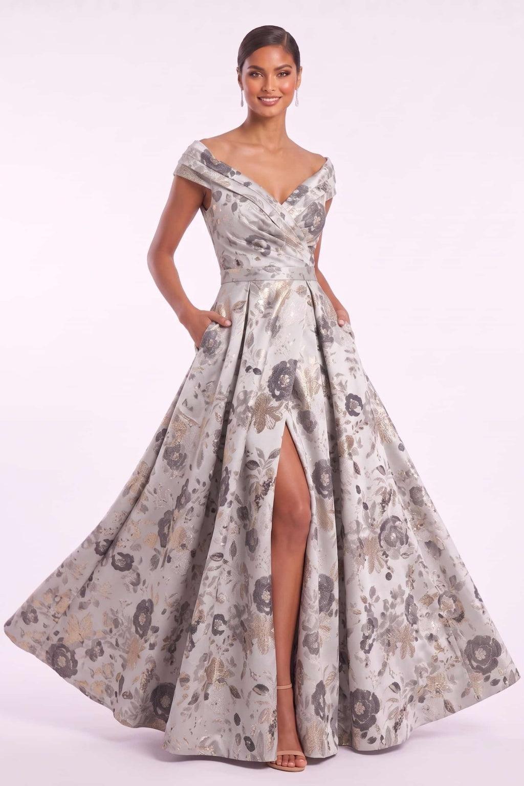 Floral Jacquard Mother of the Bride Dress for Garden Wedding
