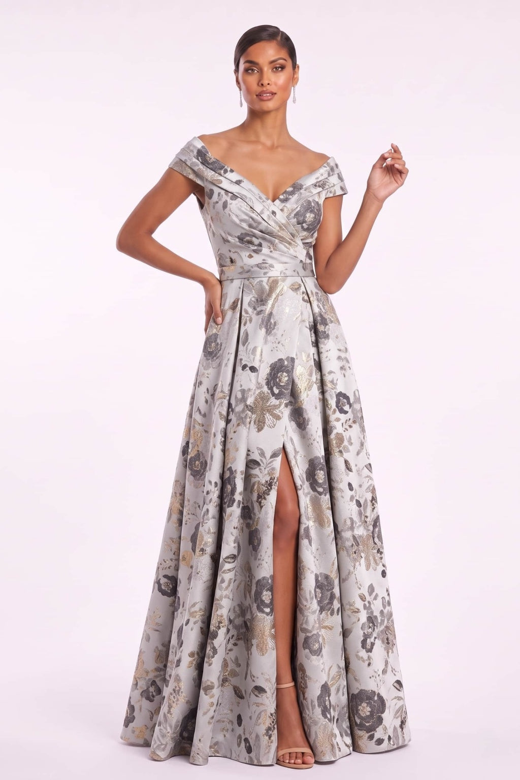 A-Line Floor Length Jacquard Mother of the Bride Dress CM0499