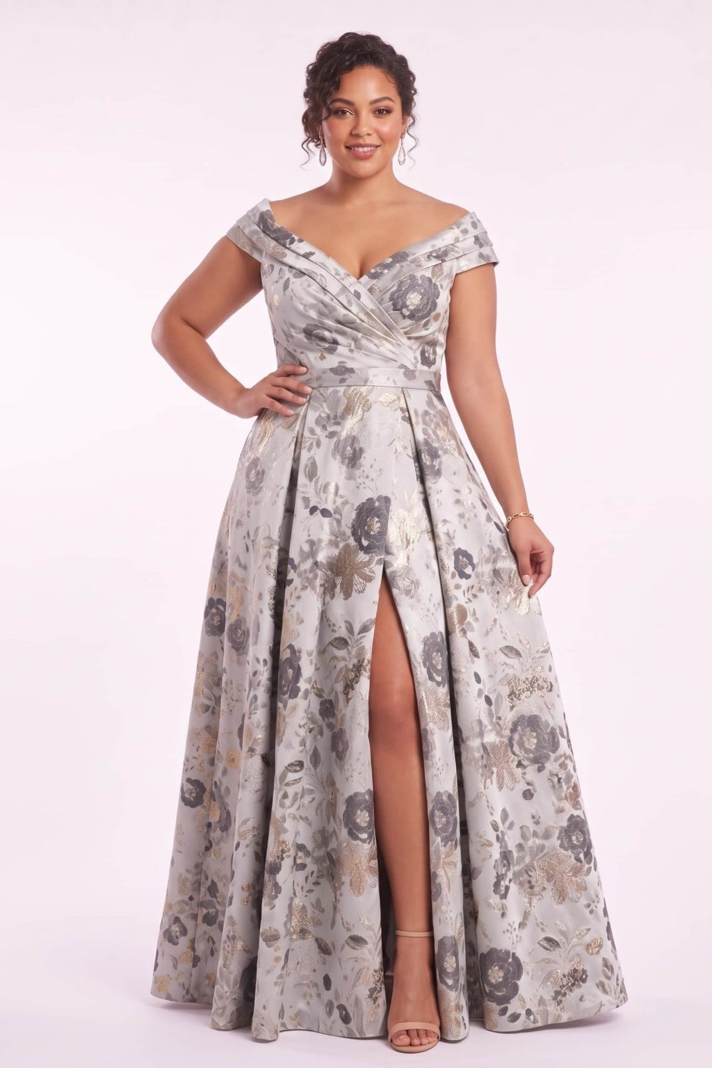 A-Line Floor Length Jacquard Mother of the Bride Dress CM0499