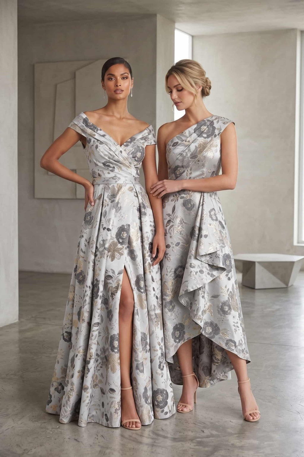 A-Line Floor Length Jacquard Mother of the Bride Dress CM0499