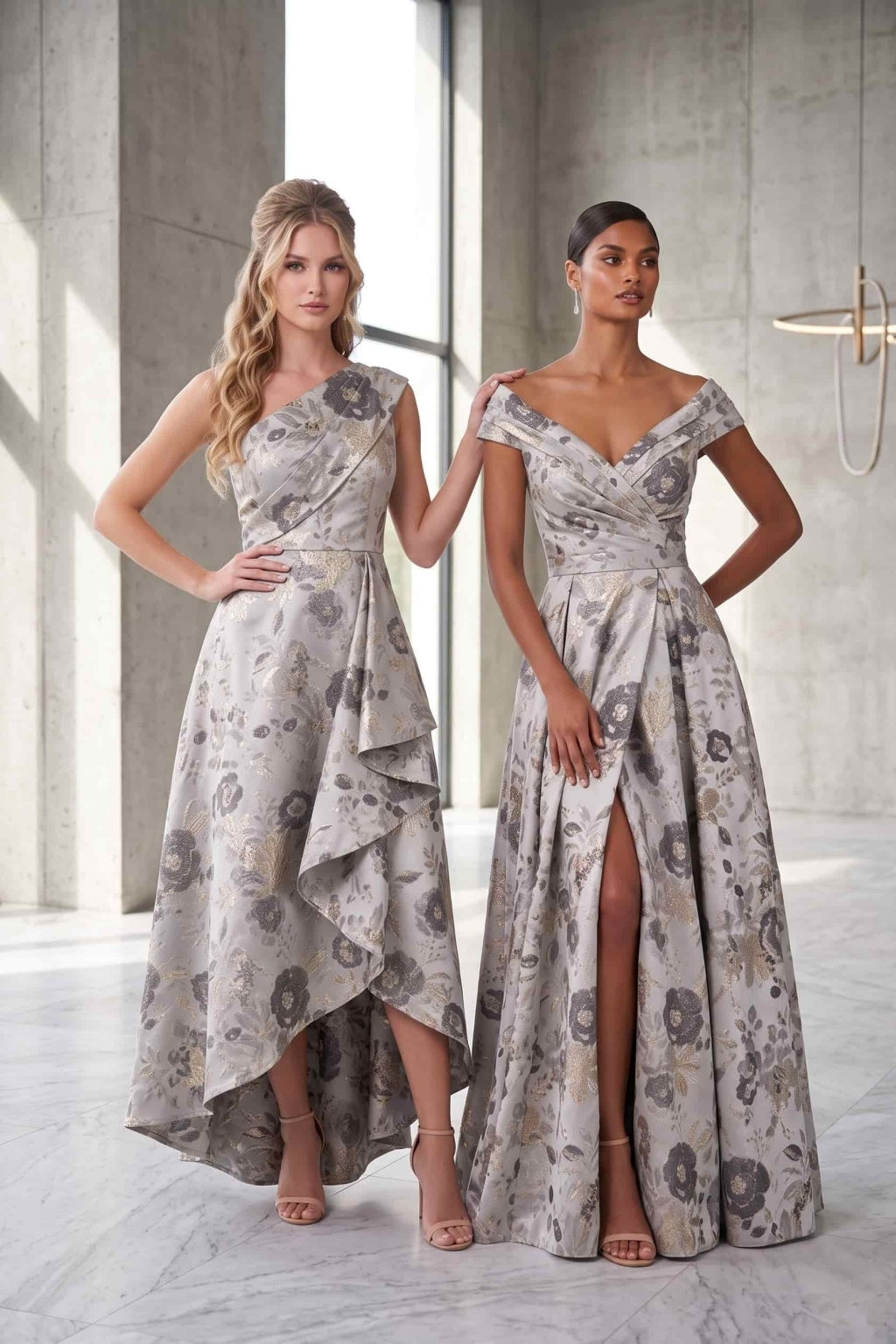 A-Line Floor Length Jacquard Mother of the Bride Dress CM0499