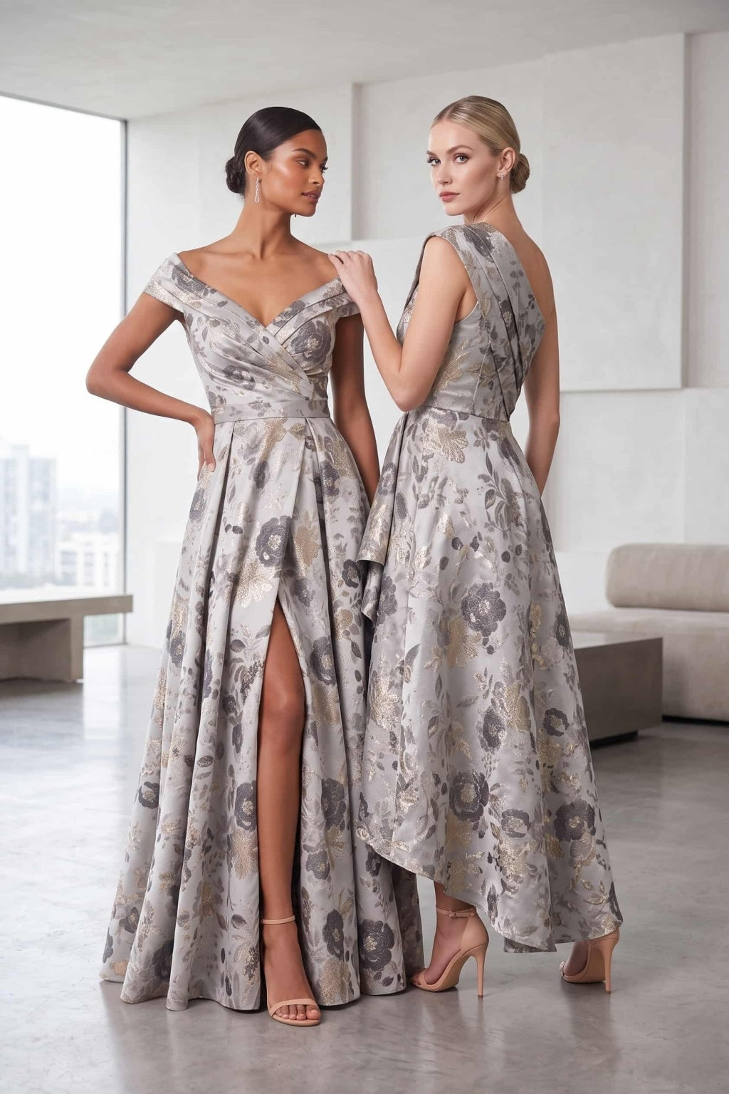 A-Line Floor Length Jacquard Mother of the Bride Dress CM0499