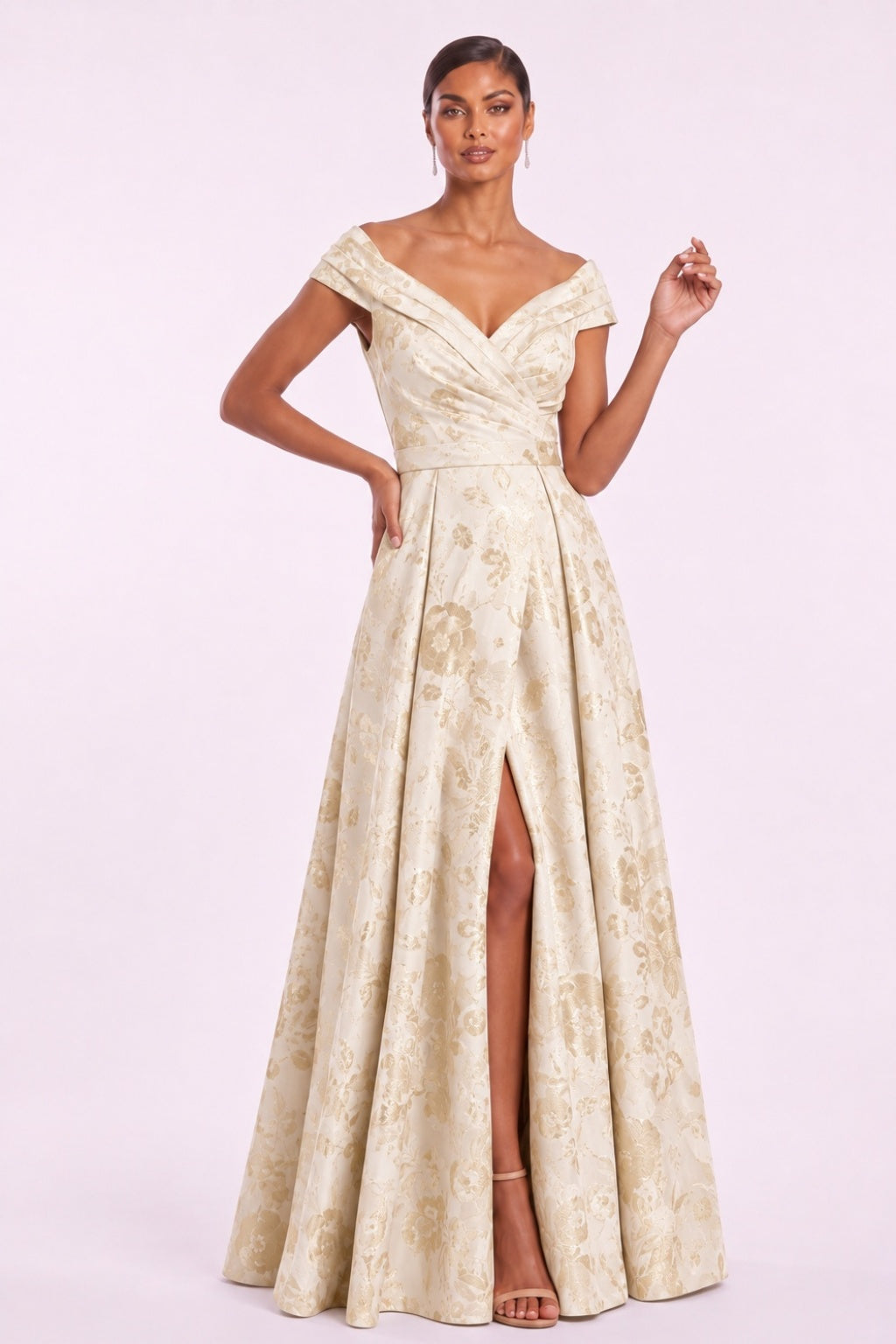 A-Line Floor Length Jacquard Mother of the Bride Dress CM0499