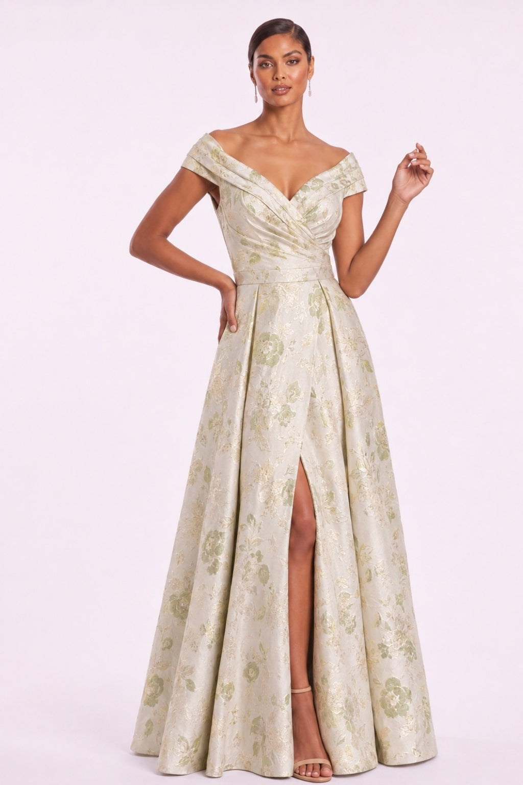 A-Line Floor Length Jacquard Mother of the Bride Dress CM0499