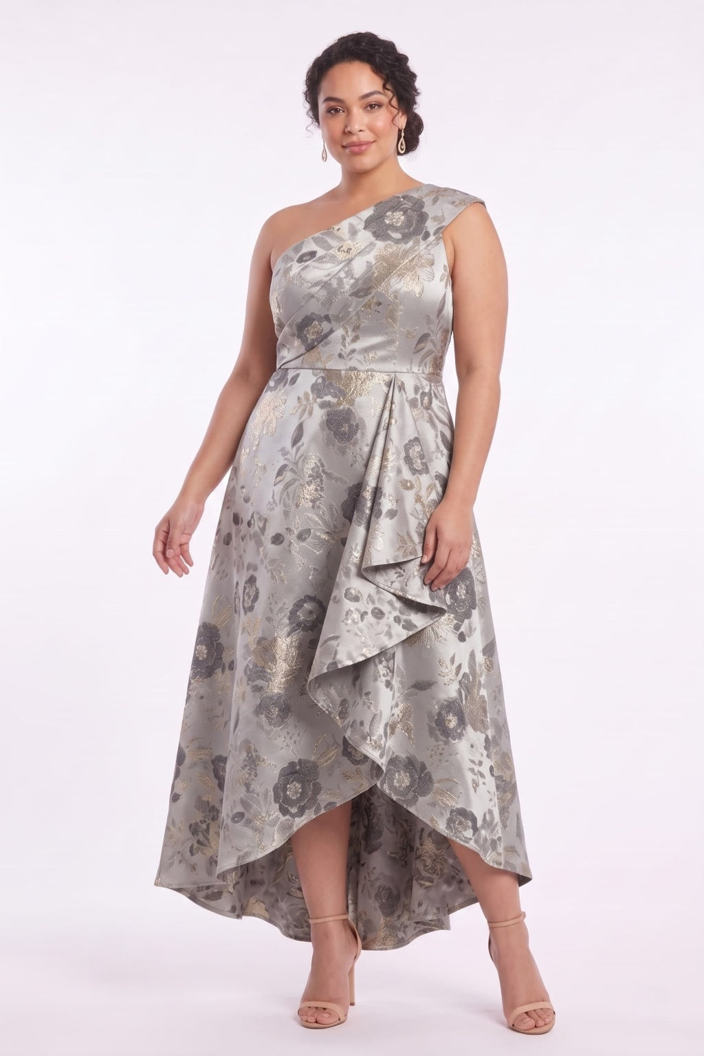A-Line High-Low Jacquard Mother of the Bride Dress CM0500