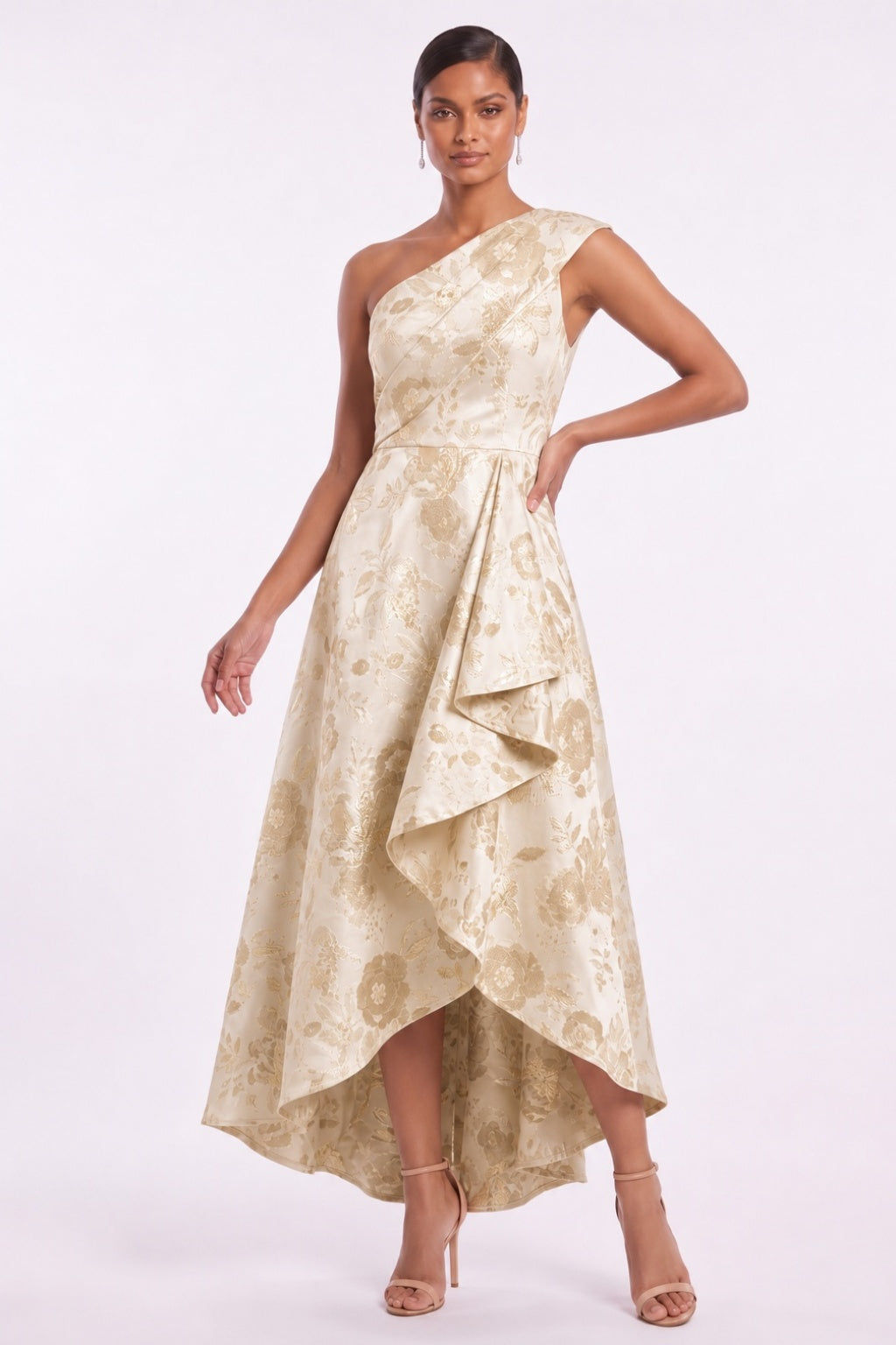 A-Line High-Low Jacquard Mother of the Bride Dress CM0500