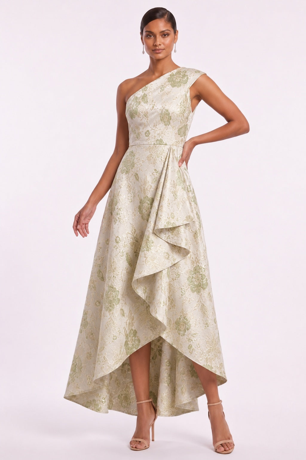 A-Line High-Low Jacquard Mother of the Bride Dress CM0500