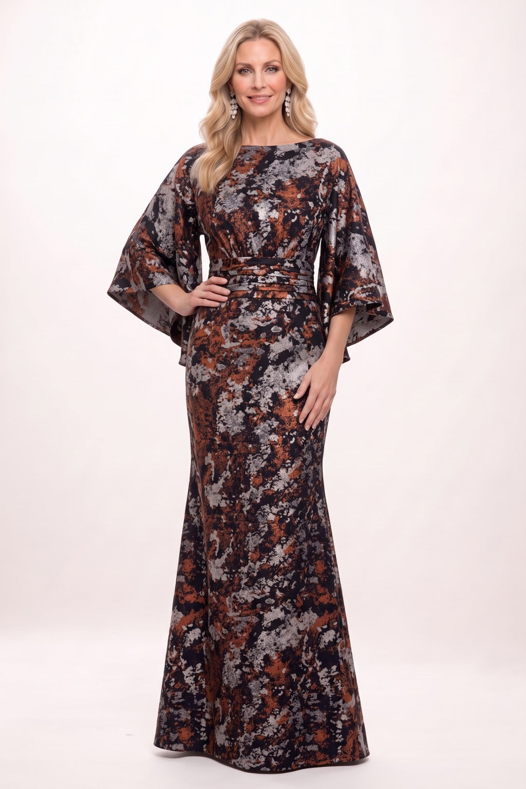 Sheath-Column Floor Length Jacquard Mother of the Bride Dress CM0501