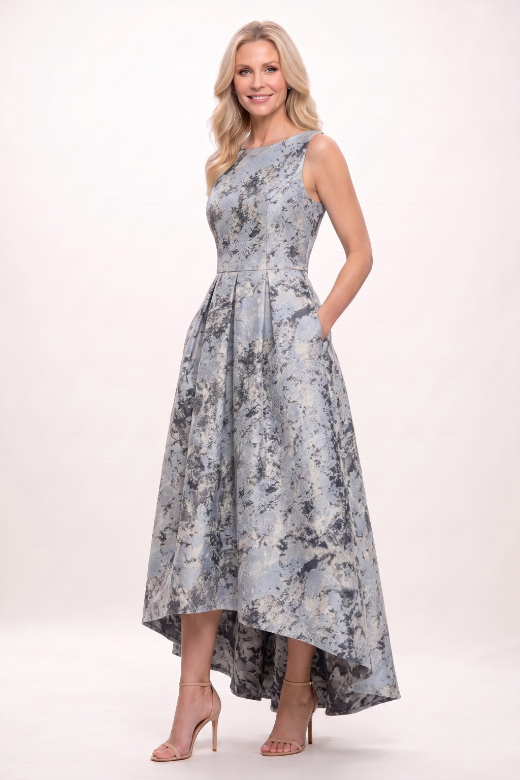 A-Line High-Low Jacquard Mother of the Bride Dress CM0502