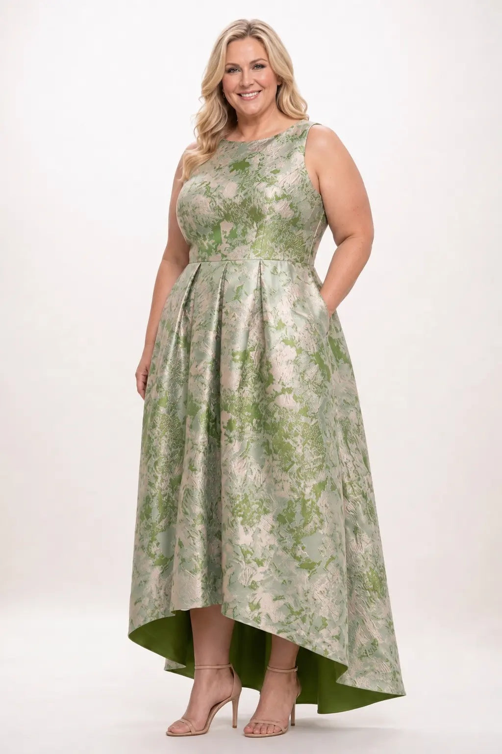 A-Line High-Low Jacquard Mother of the Bride Dress CM0502