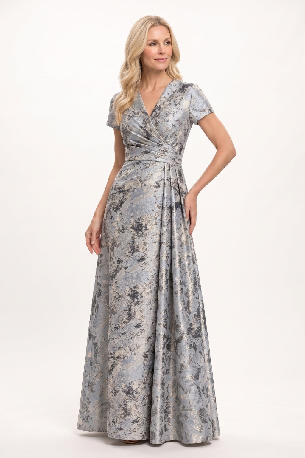 A-Line Floor Length Jacquard Mother of the Bride Dress CM0503
