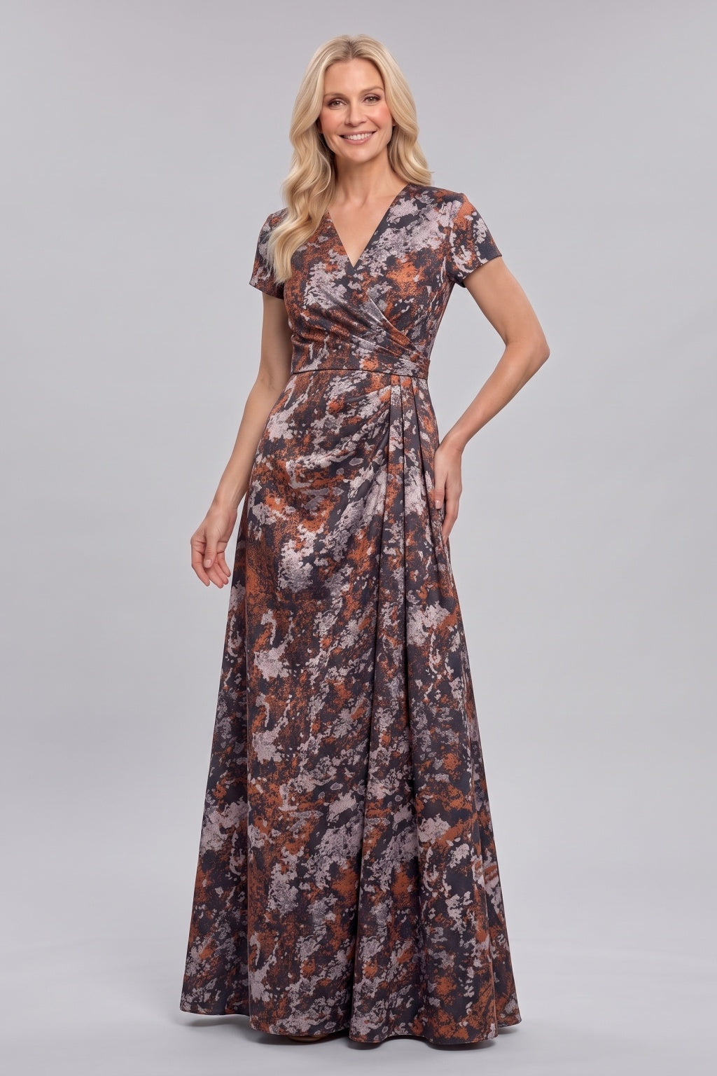 A-Line Floor Length Jacquard Mother of the Bride Dress CM0503