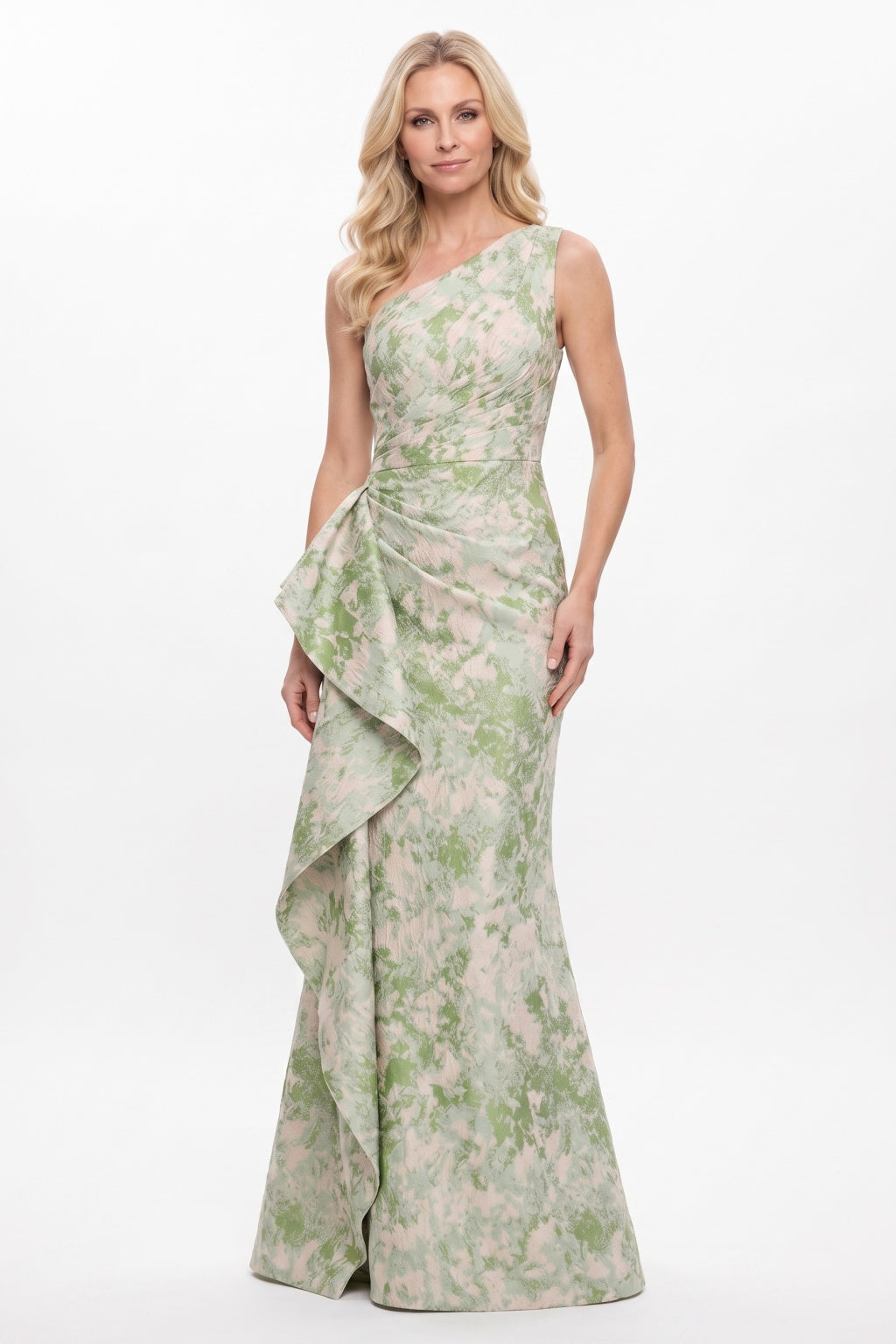 Trumpet-Mermaid Floor Length Jacquard Mother of the Bride Dress CM0504 - Green - COCOMELODY