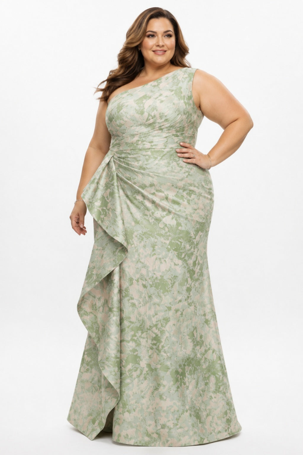 Trumpet-Mermaid Floor Length Jacquard Mother of the Bride Dress CM0504