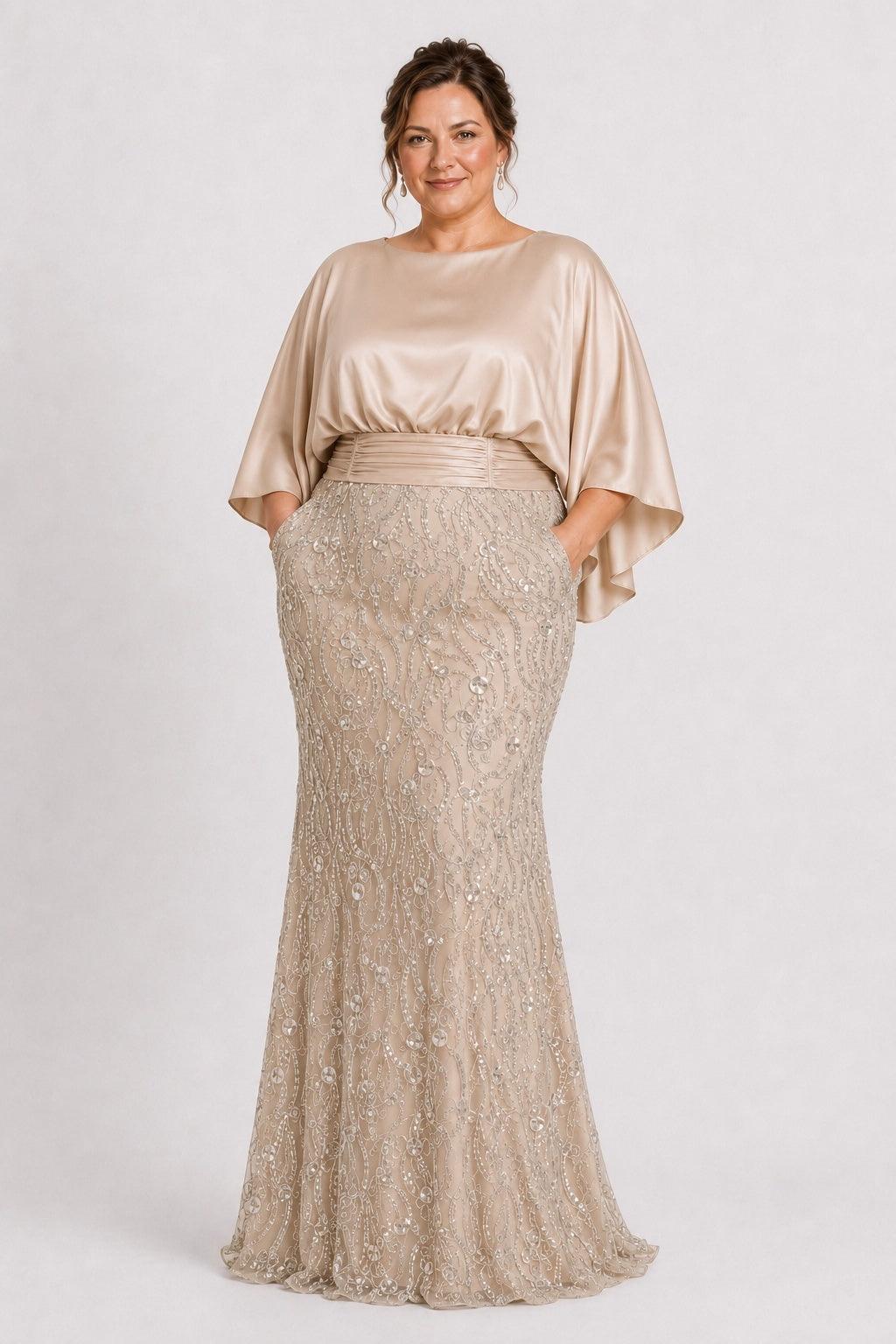 Trumpet-Mermaid Floor Length Stretch Satin Mother of the Bride Dress CM0505