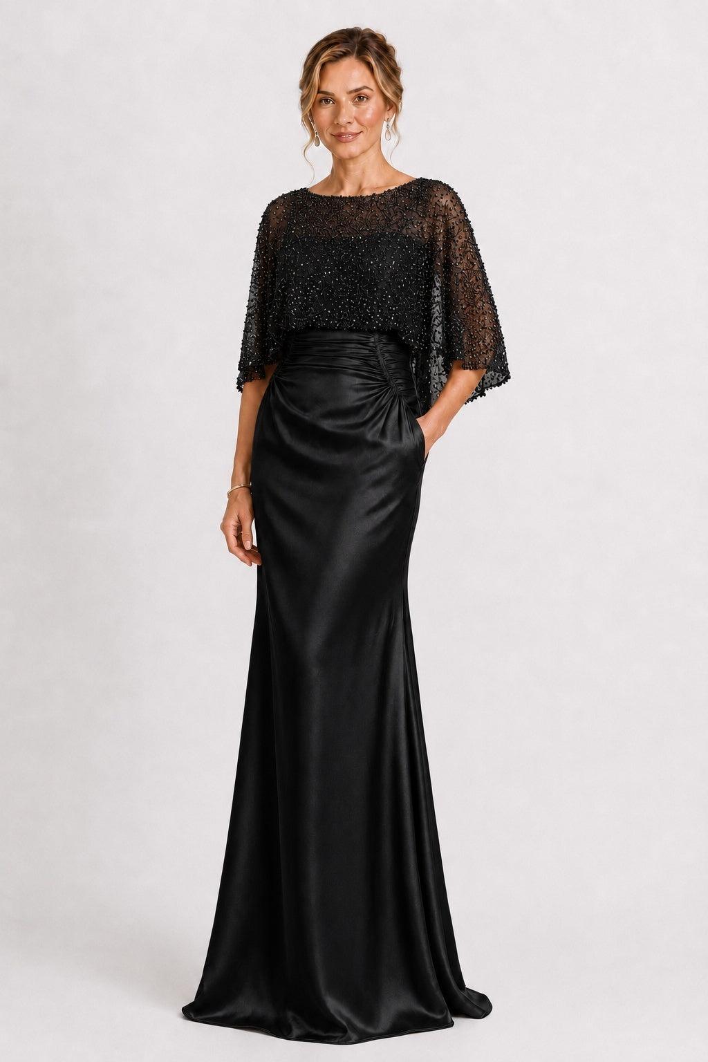 Trumpet-Mermaid Floor Length Stretch Satin Mother of the Bride Dress CM0506