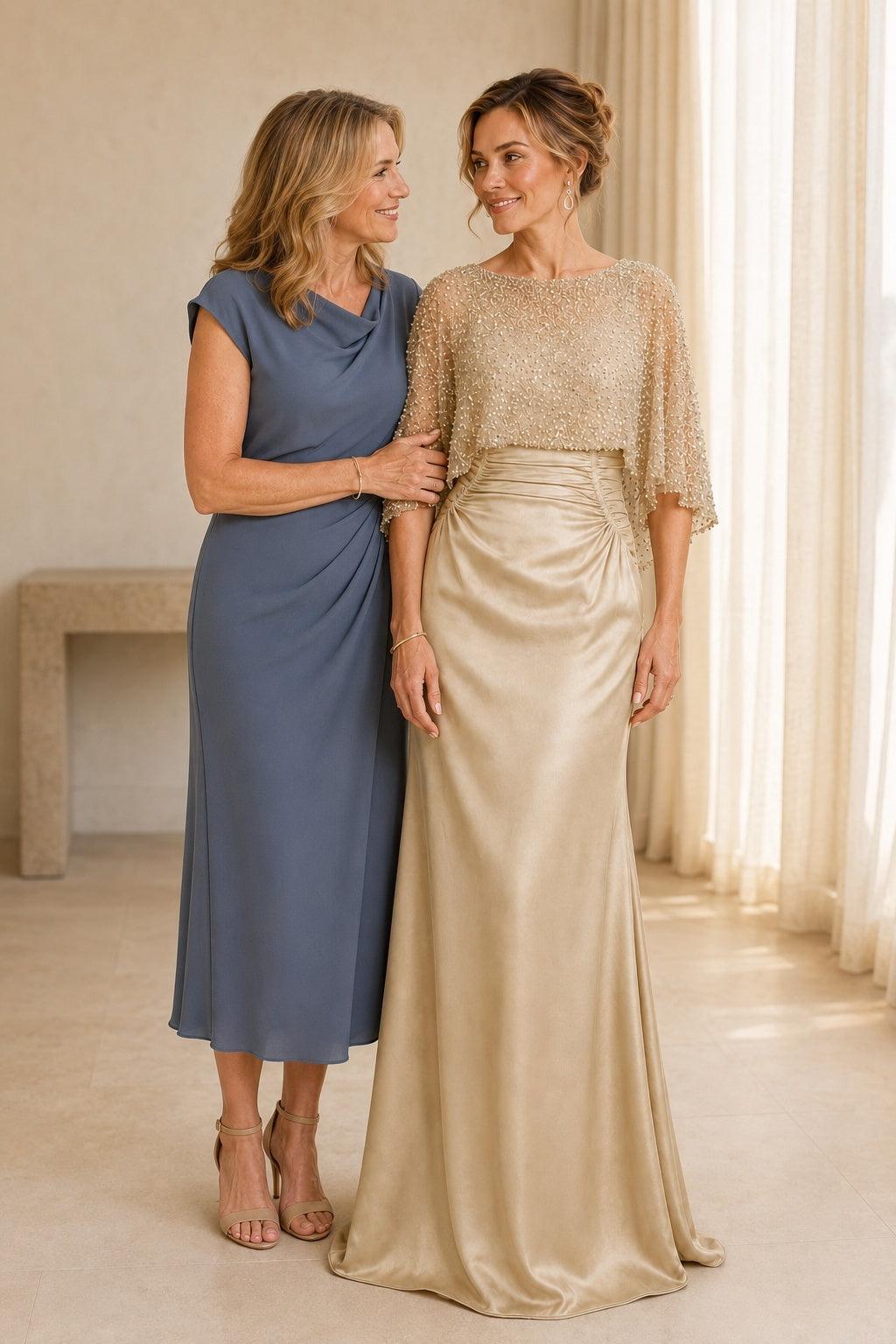 Trumpet-Mermaid Floor Length Stretch Satin Mother of the Bride Dress CM0506