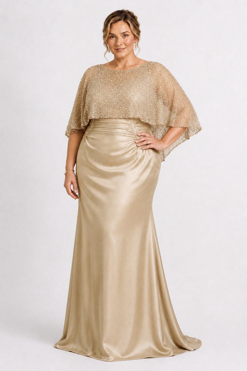 Trumpet-Mermaid Floor Length Stretch Satin Mother of the Bride Dress CM0506