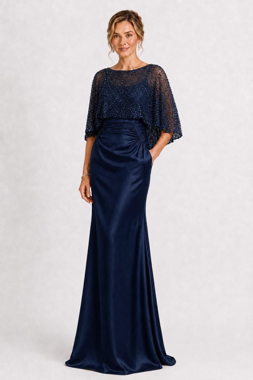 Trumpet-Mermaid Floor Length Stretch Satin Mother of the Bride Dress CM0506