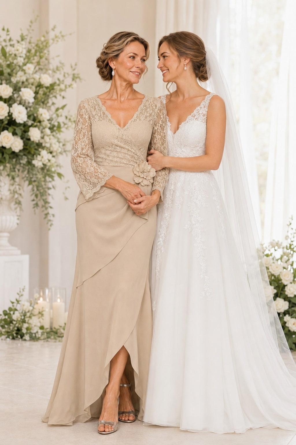 ミーシャアンドパフ　ラッフルドレス3y Lace Sleeve Mother of the Bride Dress for Church Wedding & Formal