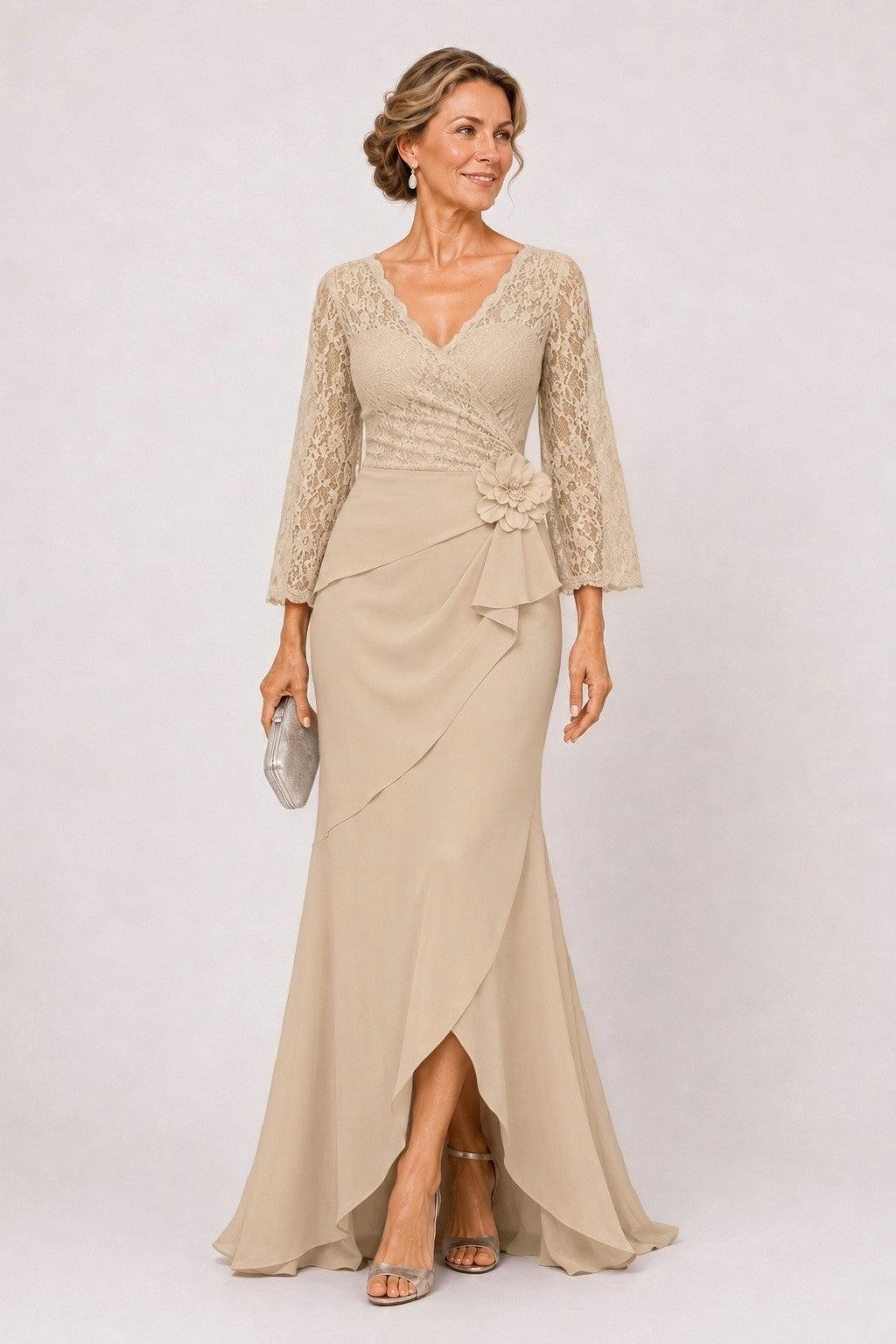 Trumpet-Mermaid Floor Length Chiffon Mother of the Bride Dress CM0507