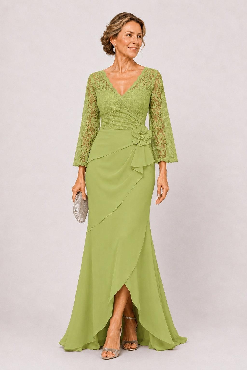Trumpet-Mermaid Floor Length Chiffon Mother of the Bride Dress CM0507