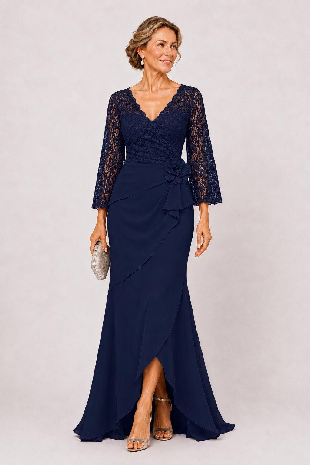 Trumpet-Mermaid Floor Length Chiffon Mother of the Bride Dress CM0507