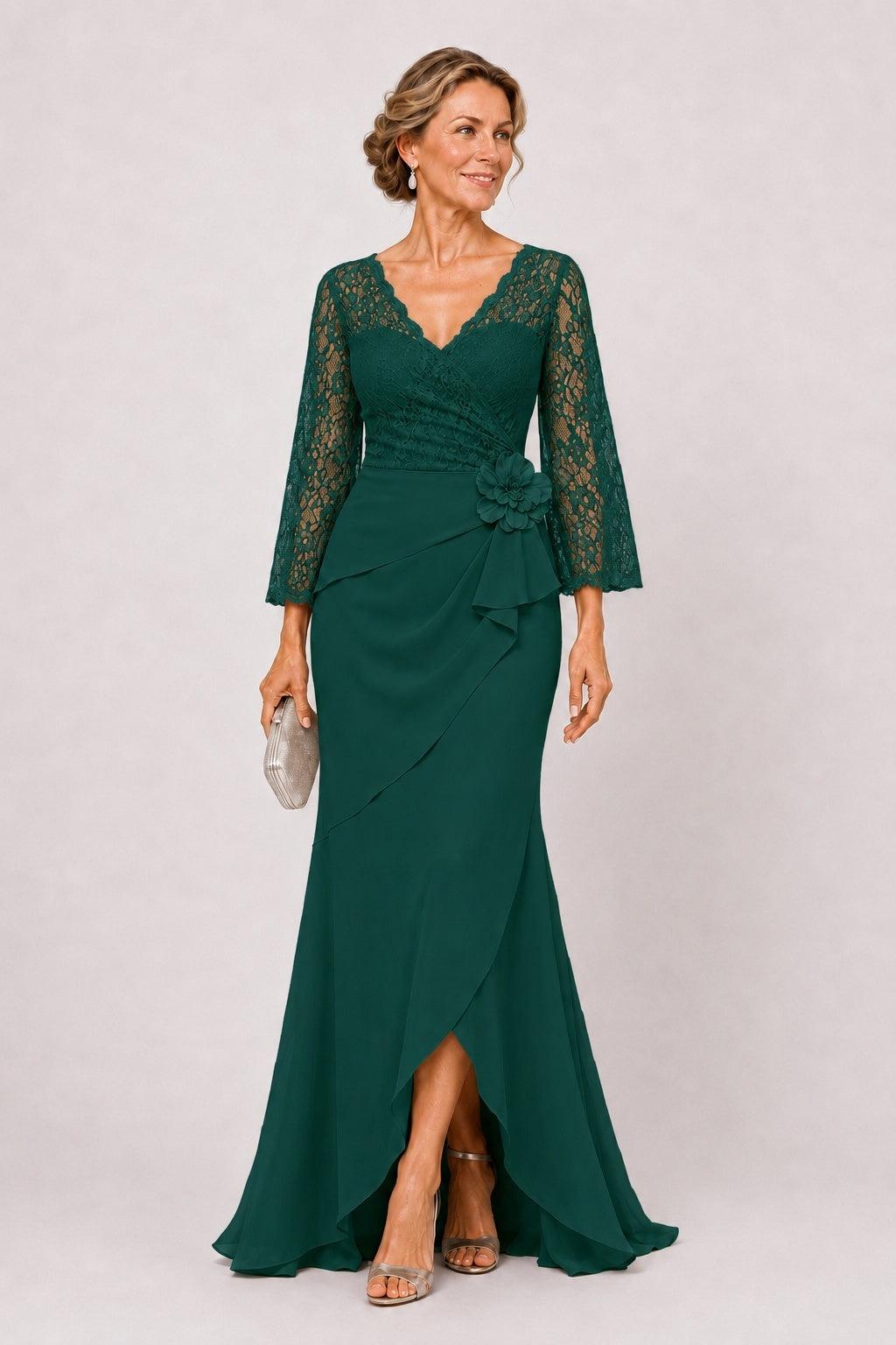 Trumpet-Mermaid Floor Length Chiffon Mother of the Bride Dress CM0507