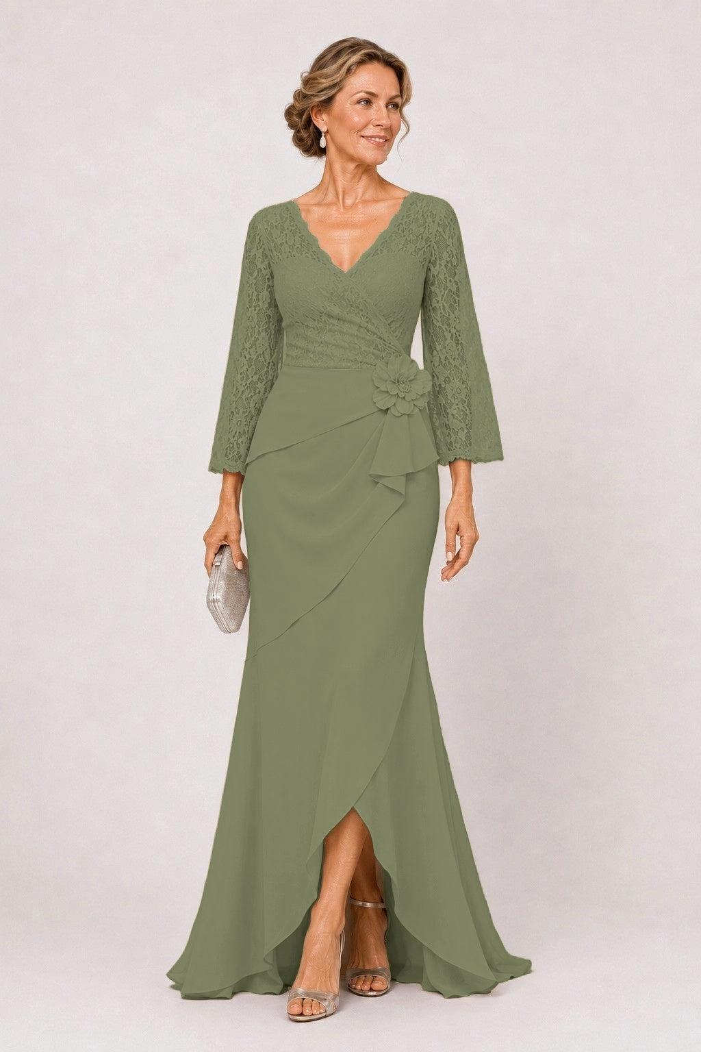 Trumpet-Mermaid Floor Length Chiffon Mother of the Bride Dress CM0507