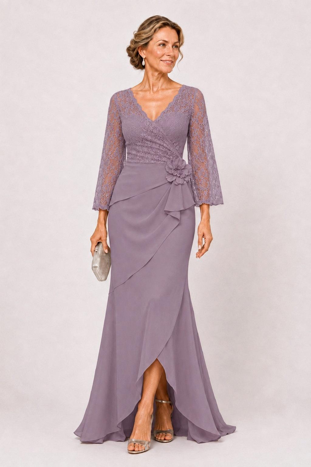 Trumpet-Mermaid Floor Length Chiffon Mother of the Bride Dress CM0507