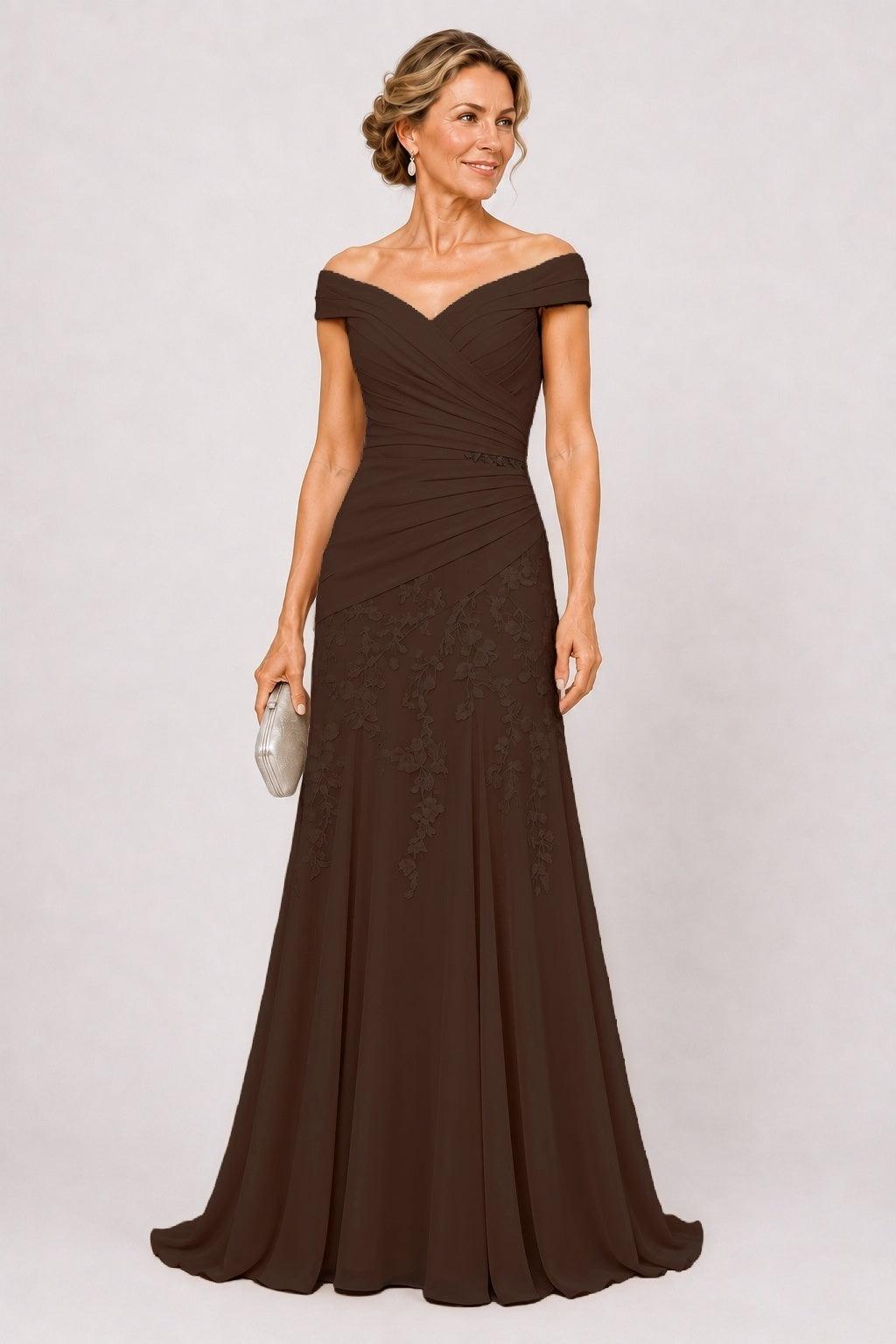 A-Line Floor Length Chiffon Mother of the Bride Dress CM0508